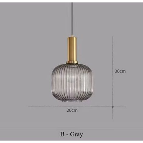Lustre industriel vintage, plafonnier de style vintage moderne, lustre, abat-jour en verre avec base en laiton poli (lumière chaude) (1/4)