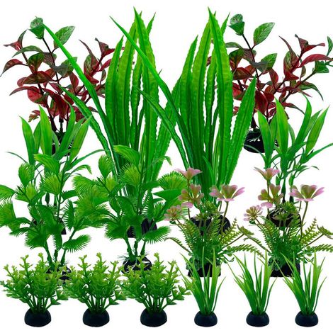 Plantes Artificielles d'Aquarium Décorations Plastique pour Aquarium et Poisson Lot de 16 (1/5)