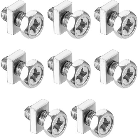 8 Vis M6 x 12 mm avec Écrous pour Batterie Moto Scooter, Kit de Fixation pour Borne de Batterie en Acier Zingué (8 Vis, 8 Écrous Carrés) (1/5)