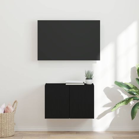 vidaXL Meuble TV mural Noir 59,5 x 31 x 40 cm Bois d'ingénierie (1/5)
