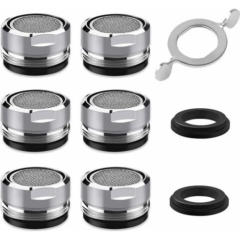 Mousseur et brise-jet pour robinet---Mousseur Robinet M24, 6 Pièces Aerateur Robinet Economie Eau Avec Filtre en Acier Inoxydable et ABS (1/5)
