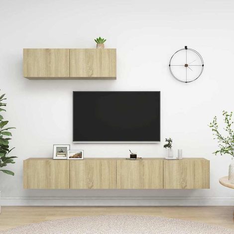 vidaXL Juego de muebles de salón 3 piezas roble Sonoma (1/5)