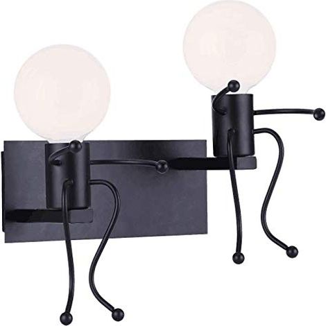 2 Luces Applique de Pared Vintage de Hierro, Lámpara de Pared Moderna Metal E27 para Bar Habitación Principal Cocina Restaurante Café Pasillo（Blanca） (1/5)