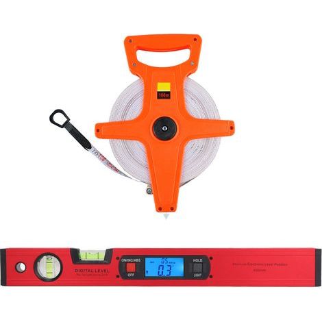 Regla digital de nivel de 400 mm, pantalla electrónica LCD, transportador digital magnético de aleación de aluminio y cinta métrica plegable de 100 m. (1/5)