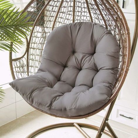 Coussin de Chaise, Coussin Fauteuil Rotin, Coussinets de Chaise Relax pour Balançoire Panier Suspendu, Coussin de Siège de Panier pour Intérieur, Extérieur, 80 x 120 cm, Gris
