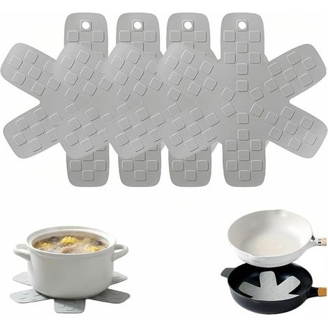 Tapis protecteurs de casserole en silicone - Tapis résistants à la chaleur réutilisables pour empiler les ustensiles de cuisine, la vaisselle et les plaques chaudes, l'armoire antidérapant et (1/5)