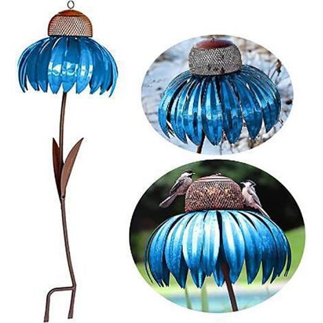 Coneflower Mangeoire Oiseaux Fer Debout Mangeoire Oiseaux Arrière-Cour Poteau De Fleur Mangeoire Oiseaux Jardin Art Mangeoire Oiseaux En Métal Décoration De Jardin (1/3)