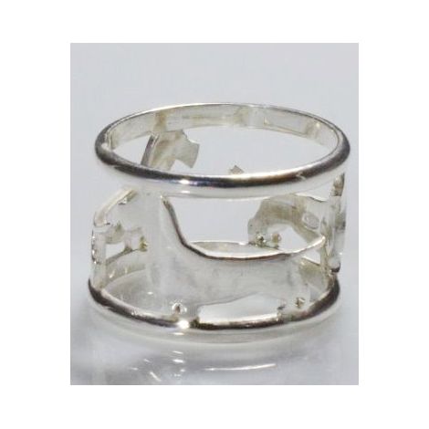 Lochbandring 3 Dackel Harthaar in Sterlingsilber