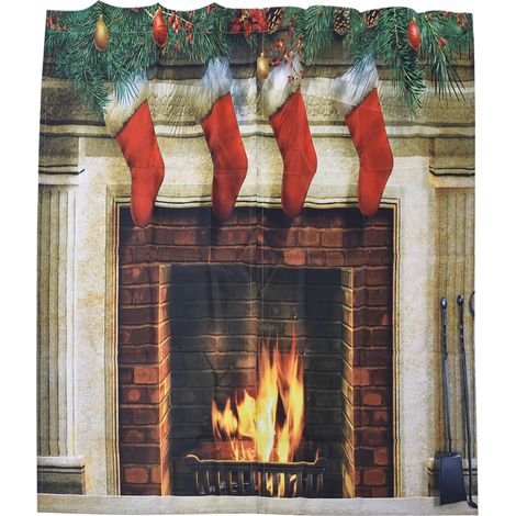 Rideaux de Noël Design Traditionnel - Thème Hiver Saisonnier 150x166cm pour Chambre et Salon (1/5)