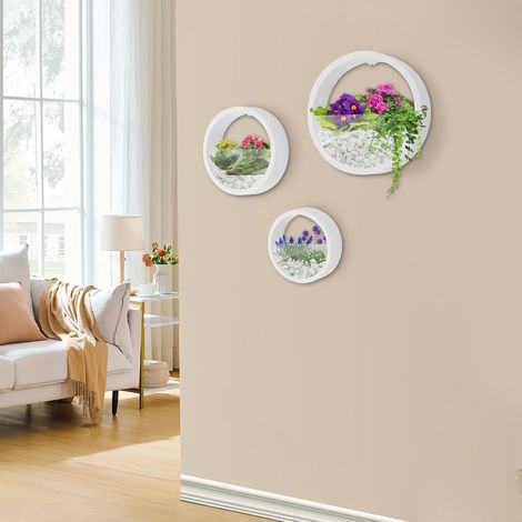 Blumentopf Hängend, Moderne Wandvasen, 3 Stück Hängende Blumentöpfe für Wand, Rund blumentopf Wandmontage für Zimmerpflanzen, Kunstpflanzen, Blumen (1/5)