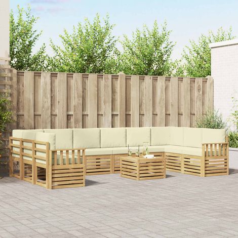 vidaXL Outdoor-Sofagarnitur 8 pcs Weiß und Creme 59 x 59 x 37 cm (1/5)