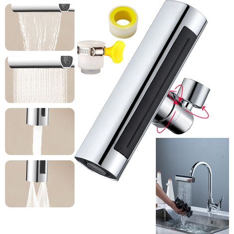 Robinet de Rallonge Pivotant, Rallonge Douchette Evier Cuisine - Robinet 360 Degres Aérateur Universel - Adaptateur Robinet Orientable Mitigeur Evier - Diamètre de l'interface 22 mm (1/5)