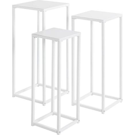 Lot de 3 Sellettes en Métal "Cromano" 71cm Blanc (1/5)