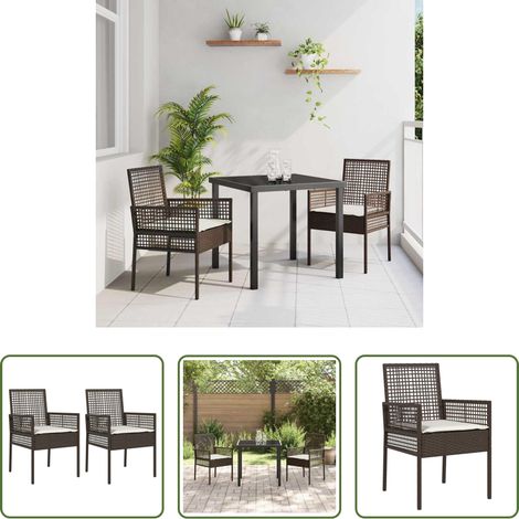 Chaise de jardin moderne - Chaise de jardin 2 pcs Marron 55 x 53 x 85 cm polyrotin (1/5)