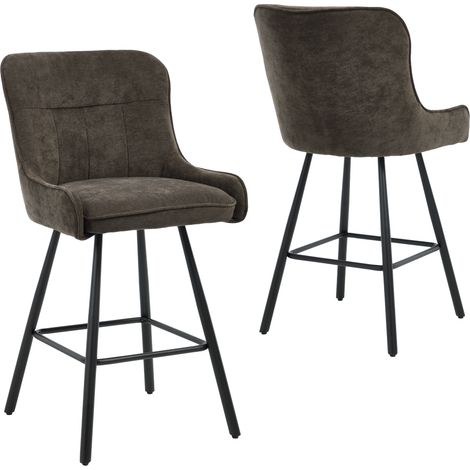 Wahson Set of 2 Chenille Modern Counter Chairs Simple Elegant Bar Chairs for Kitchen Home Pub Counter Restaurant, Brown (1/5)