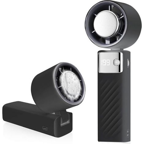 Ventilatore portatile，mini ventilatore ricaricabile da 4000 mAh，ventilatore turbo silenzioso，1-199 velocità，nero (1/2)