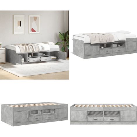 Lit de jour avec tiroirs sans matelas gris béton 90x190 cm - Canapé-lit - Tiroirs de lit (1/5)