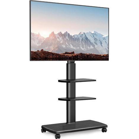 Support TV roulettes avec Pied en Bois de 20 MM pour TV de 32 à 70 Pouces,Support TV sur Pied 6 Réglables en Hauteur Pivotant 60° jusqu'à 40 KG- Max VESA 600X400 MM-Gestion des câbles (1/5)