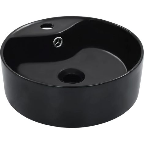 Lavabo con rebosadero 36x13 cm cerámica negro