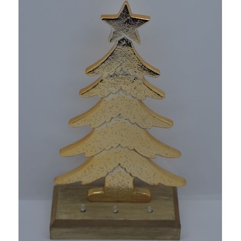 Albero di natale oro con luci 32cm per decorazioni addobbi casa vetrine negozio (1/4)