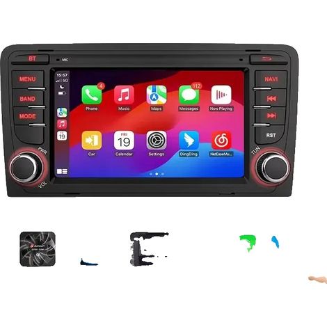 Autoradio, CarPlay sans fil Android Auto, GPS, Bluetooth, DSP, FM/RDS, Écran tactile HD IPS, Compatible avec Audi A3 8P S3 RS3 2003-2012, V1 Plus (2 Go 32 Go) Style 1 (1/2)