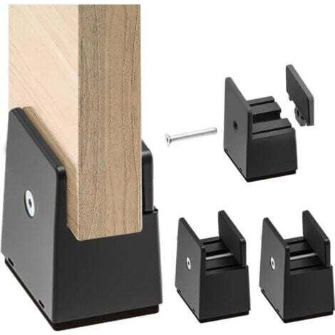 Lot de 4 Rehausseur Pieds de Lit 5 CM pour Table, Chaise, Canapé, Rehausseurs Meubles Largeur Réglable 1-5 CM, Noir (1/5)