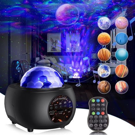 Lampe Projecteur Étoile, Projecteur Ciel Etoile 32 Modes 10 Planètes, Veilleuse Enfant Rechargeable Lampe Projecteur LED Etoile Luminosité Réglable Bluetooth avec Télécommande pour Bébé Adulte (1/5)
