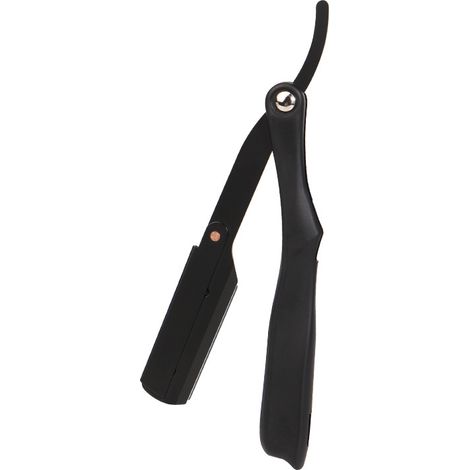 Rasoir de barbier pliable professionnel à lame droite avec porte-lame plaquée (1/5)