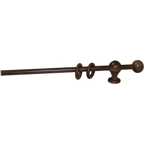 Bastone tenda legno noce 2,3x180cm con 2 supporti da cm.15 a strappo - Salone