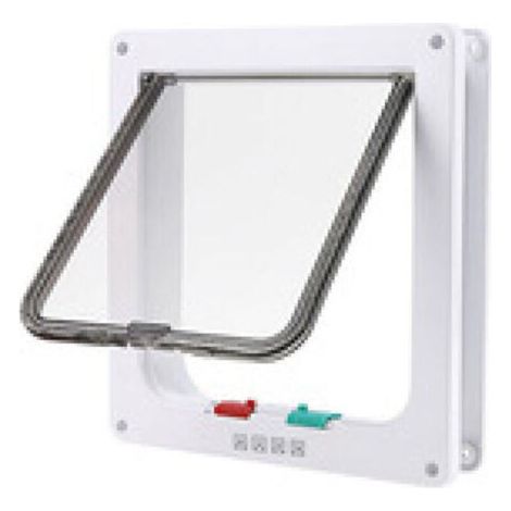 BUNTHAUS Chatiere Pour Chat Chien Chatière et porte pour animaux Taille L 23.5 x 25.2 x 5.5cm Blanc