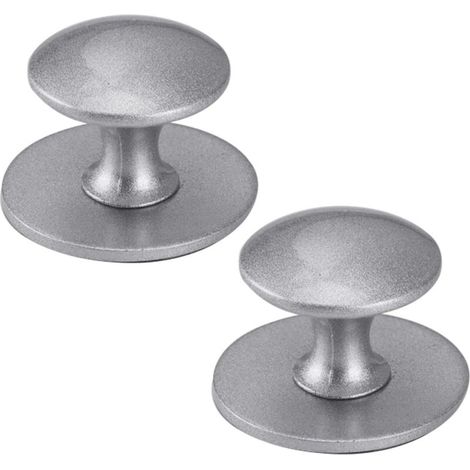 Lot de 2 boutons de placard ronds en acier inoxydable, autocollants, pour porte de grange, abri de jardin, garage, porte coulissante, cuisine, bar (argent sable) (1/5)