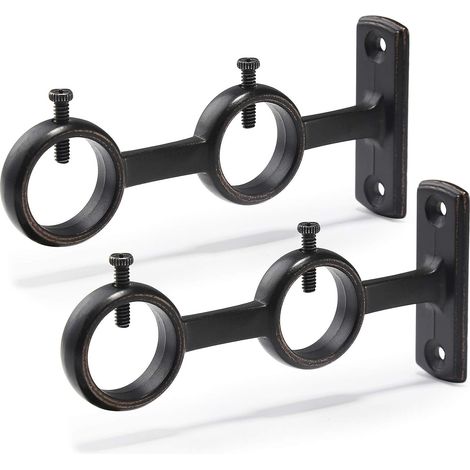Doppelhaken-Gardinenstangenhalterungen – Schwarze Aluminiumlegierung – Für Stangen mit 1,5 bis 2,5 cm Durchmesser – Tragkraft bis zu 9,1 kg – Einfache Montage – Ein Preis (1/5)