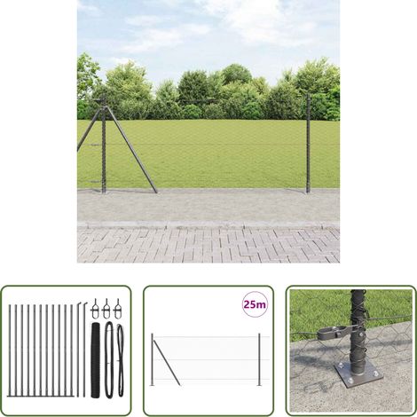 vidaXL Sécurité extérieure - Poteau de clôture. Gris 25 x 0,8 m (maillage de 36 mm) (1/5)