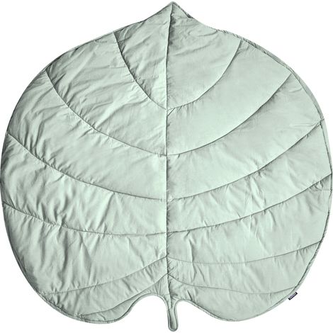 Alfombra de juegos infantil moderna con forma de hoja funda de algodón acolchado 110 x 110 cm accesorio habitación infantil verde claro Eolia