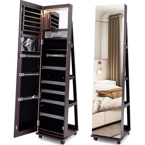 Mobile portagioielli su ruote 40 x 38 x 163 cm ampio spazio di archiviazione specchio illuminato a LED stile contemporaneo MDF viola 200017410