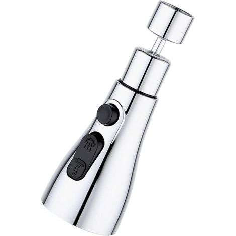 360° swivel spray head for kitchen tap with 3-function mixer and aerator, polished finish. (1/5)