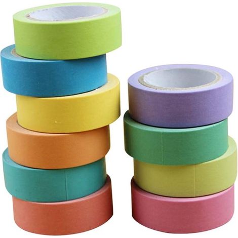 10 strisce colorate di nastro adesivo, washi tape, adesivi colorati, nastro per rilegatura, 10 colori caramella, strisce a strappo, 10 m, per lavori creativi, progetti fai da te e design (1/5)