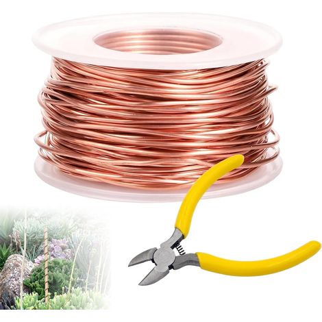 Fil de cuivre avec coupe-câble 99,9 % pur calibre 16 pour jardin, plantes, légumes, 20 m (1/5)