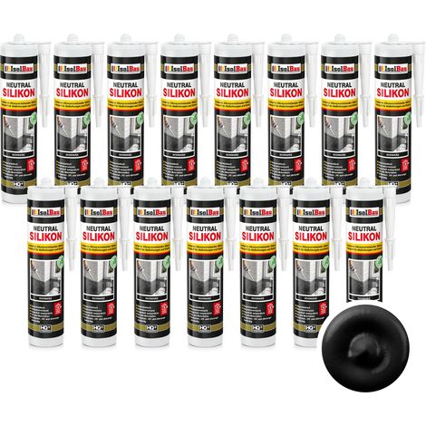 Neutralsilikon Naturstein Silikon Sanitär Marmor Inn/Auß 15 x 300ml Schwarz (1/5)