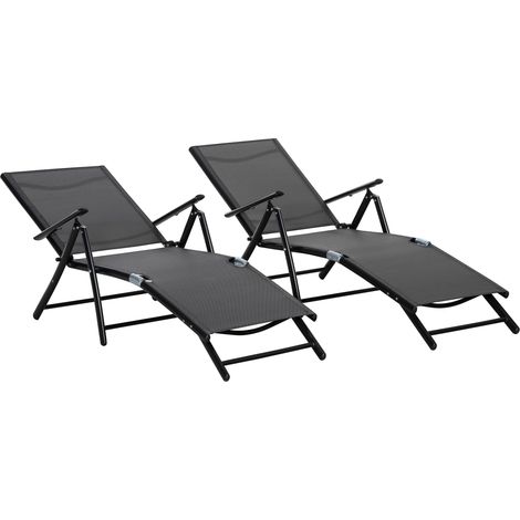 Sdraio da giardino pieghevoli con schienale regolabile, 64x134x95cm, nero