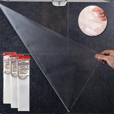 2 Stück transparente Küchenwandschutzfolie, klar, glänzend, selbstklebend, öl- und wasserabweisend, abnehmbarer Spritzschutz für Schränke, 90 x 60 cm