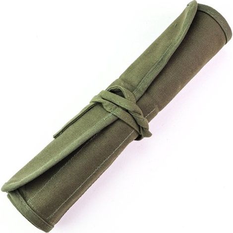 Scaffale portaoggetti con 30 scomparti per colori acrilici, a olio e acquerelli. Portapennelli in tela verde militare (33 x 40 cm). (1/5)
