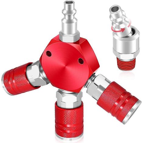 Répartiteur de tuyau d'air à 3 voies, collecteur d'air, répartiteur de compresseur d'air 1/4 NPT-- (1/5)