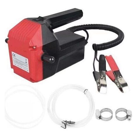 Pompe vidange huile moteur, 12V pompe essence, pompe electrique gasoil à huile résistantes à la corrosion, pour voiture, bateau, moto, comprend des instructions et des chiffons d'huile (Rouge) (1/4)
