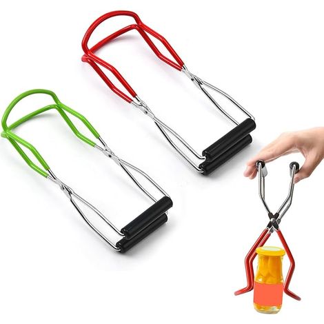 Ensemble de pinces à conserves, pince de levage pour boîtes de conserve, pinces de levage en acier inoxydable, pinces anti-brûlure, accessoires de cuisine, pour boîtes de conserve chaudes, rouge, vert (1/5)