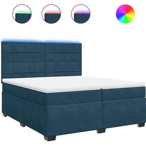 Maison Exclusive - Cama box spring con colchón terciopelo azul 20