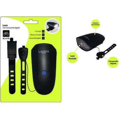 TRADE SHOP - Luce Anteriore Bicicletta Supporto Campanello Digitale Attacco Universale 2179 -