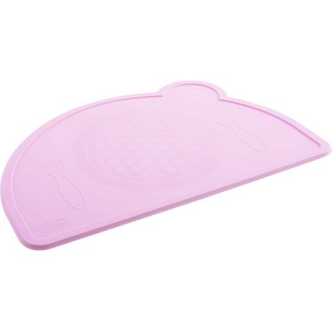 Chicco Tovaglietta Silicone, Protegge e Aiuta a Ridurre Lo Sporco, Facile daPulire, Pieghevole e Pratico, Forma Delle Posate, 18 Mesi+, Rosa