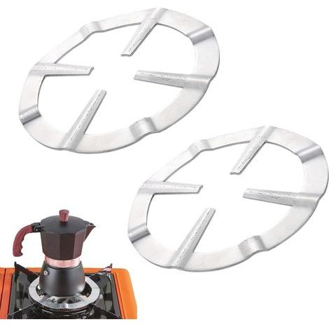 CCYKXA  2-Piece Moka Pot Support, Stainless Steel Moka Pot Holder for Gas Stove, Round Metal Gas Reducer Ring, Coffee Maker Reducer Shelf Ring for Cooking