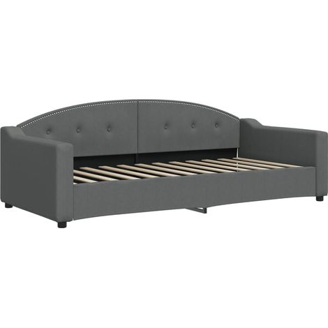 Lit de jour gris foncé 90x200 tissu (1/5)